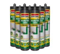 Soudal Turbo Decorators Caulk (9 Pack) - Fast-curing Paintable Flexible Anti-Crack Colourfast Interior Sealant and Filler (290ml) - White