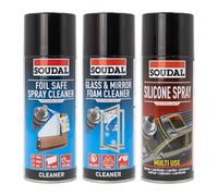 Soudal uPVC Window & Door Cleaning Kit - Foil Safe Frame Cleaner, Glass & Mirror Cleaner, Silicone Spray