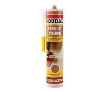 Soudal Wood Parquet & Timber | Solvent and Silicone Free Paintable Sealant, Water-Based Acrylic Polymer - Suitable for Connection Joints Between Parquet Floors and Skirting Walls - 290ml - Light Grey