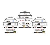 soudesileim 6 PCS 5 Tiers Round Nail Polish Wall Display Rack, 3 Stands and 3 Bars, Max Load Weight 10kg, Each Stand Capacity 160 Bottles of Nail Polish, Perfume Shelf (Black)