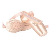 Soudittur Ballet Pointe Shoes Professional Dance Shoes Pink Ballet Flats with Ribbons and Toe Pads for Girls Women 2.5UK (Choose a Size Bigger)