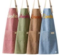 SOUFEEL Custom Aprons for Women Personalised Hand-Embroidered Apron with Pockets Name, Perfect Cooking Apron Mother's Gift for Mom Her Men Cooks & Coffee Lovers Professional Aprons for Chefs