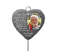 SOUFEEL Engraved Personalised Memorial Garden Stone for Loved Ones, Custom Slate Heart or Circle Plaque for Grave, Indoor or Outdoor Tribute Marker