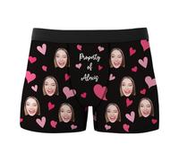SOUFEEL Personalized Boxers Briefs with Picture, Custom Face Underwear with Your Name, Black Style 1, L-XL