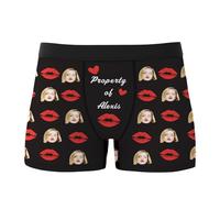 SOUFEEL Personalized Boxers Briefs with Picture, Custom Face Underwear with Your Name, Black Style 3, L-XL