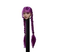 SOUFORCE 1/6 Scale Female Head Sculpt Asian Young Big Movable Eyes Purple Double Twist Braid Head for 12inch Phicen, TBLeague Action Figure Body Collection