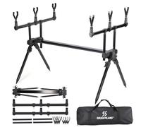 Sougayilang 3 Rod Pod Carp Fishing Rod Pod - Adjustable Height & Length, with Carry Case and 6 Rods Rest Heads + 5m PVA Mesh Refill - Suitable for Carp Bank Fishing