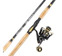 Sougayilang 7’ Fishing Rod and Reel Spinning Combo, 2 Piece Fishing Rod, Size 4000 Reel, Right/Left Handle Position, Suitable for Inshore Fishing- Golden