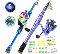Sougayilang Adult &Kids Fishing Rod and Reel Combos Carbon Fiber Telescopic Fishing Pole with Smooth Reel Combo Saltwater Freshwater Kit 1.8HGTZ+XMCTZL