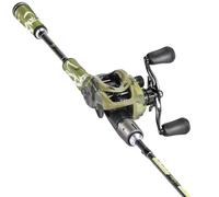 Sougayilang Baitcaster Combo, 30Ton+24Ton Graphite 2-Piece Blanks Casting Fishing Rod,SuperPolymer Handle,“S” Style Hook Keeper with Camo Baitcasting Reel