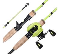 Sougayilang Baitcaster Combos, 2 Section M/MH Lightweight Casting Fishing Rod and 8.0:1 Baitcasting Reel, 1.8/2.1m Fishing Rod and Reel Set for Travel Saltwater Freshwater-2.1RY