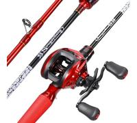 Sougayilang Baitcasting Rod and Reel Combos,5.9 Ft Two Pieces Light Weight Pole with High Speed Smooth Powerful Gear Casting Rod Avaliable for Freshwater Saltwater Great Gifts Right Hand