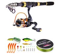 Sougayilang Fishing Rod Reel Combos Carbon Fiber Telescopic Fishing Pole with Spinning Reel Fishing Line Lures Fishing Gear Accessories for Travel Saltwater Freshwater Fishing-1.8M