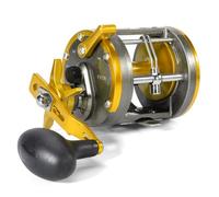Sougayilang Conventional Level Wind Fishing Reel,Inshore Surf Trolling Reel for Catfish, Musky, Bass for Freshwater Saltwater Right Hand-Gold