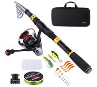 Sougayilang Fishing Rod Combos with Telescopic Fishing Pole Spinning Reels Fishing Carrier Bag for Travel Saltwater Freshwater Fishing(1.8M/5.91FT)