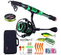 Sougayilang Fishing Rod & Reel Combinations - Telescopic Carbon Fiber Fishing Rod - Spinning Reel 12+1 BB with Carry Case for Saltwater & Freshwater Fishing, 1.8M/5.9FT