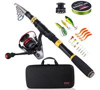 Sougayilang Fishing Rod Reel Combos, Collapsible Telescopic Fishing Pole with Spinning Reel Kit for Adults Kids Outdoor Sport Travel Freshwater Saltwater Fishing(5.91FT Rod with WQ2000 reel)