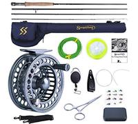 Sougayilang Fly Fishing Rod and Reel Combo, 4-section Ultra-weight Portable Fly Rod and CNC Machined Aluminum Reel Complete Starter Package with Rod Bag-FTQ5/6
