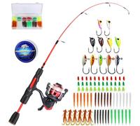 Sougayilang Ice Fishing Reel and Rod Kit, 27'' Medium/Light Ice Spinning Rods, Ice Fishing Gear with Ice Fishing Jigs Ice Fishing Combo -27'' Light