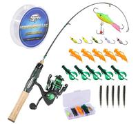 Sougayilang Ice Fishing Rod and Reel Combo,28" Medium Spinning Ice Fishing Pole,Spinning Ice Fishing Set,Gear with Ice Jigs, Lures and Essential Tackle,for Freshwater Saltwater, Walleye, Trout, Perch