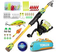 Sougayilang Kids Fishing Rod,Portable Telescopic Fishing Rod and Reel Combo,with Spinning Fishing Reel Tackle Bag Lures for Youth,Girls and Boys Traveling Kid Fishing Pole-Y