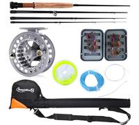 Sougayilang Saltwater Freshwater Fly Fishing Rod with Reel Combo Kit (Silver Kits with Bag)