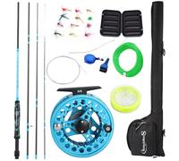 Sougayilang Standard Fly Fishing Combo Starter Kit, 5/6 Weight 9' Fly Rod with SuperPolymer Handle, Accessories, Carrying Case, Fly Box Case & Fishing Flies- Blue