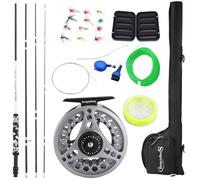 Sougayilang Standard Fly Fishing Combo Starter Kit, 5/6 Weight 9' Fly Rod with SuperPolymer Handle, Accessories, Carrying Case, Fly Box Case & Fishing Flies- Black