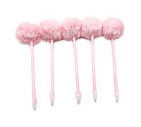 SouiWuzi 5-Pack Gel Ballpoint Pens, Cute Pom-Pom Design, Multicolor Ink, Refillable, Ambidextrous, 0.5mm, 100g, 12cm x 18cm x 8cm, For Girls 3+ Years, Contemporary Style, Not Water Resistant