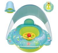 SouiWuzi Baby Pool Float, Baby Pool Float with Canopy, Inflatable Pvc Toddler with Steering Wheel, Swim Seat for Girls Boys 1-4 Years Old