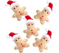 SouiWuzi Cat Toy Set,Catnip Toy 5Pcs Gingerbread Man Plush Christmas Interactive Teething Cat Toy Cute Cotton Filled Soothing Cat