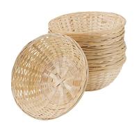SOUJAP 12 Pcs Bamboo Bread Basket, Small Round Wicker Woven Gift Basket for Bread Fruit Snack Vegetables Storage, 23 x 7cm