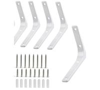 SOUJAP 12 Pcs Shelf Brackets White, 4 Inch Metal L Right Angle Brackets Corner Brace, Shelf Support with Screws for Wood Board Bookshelf, 100 x 100 x 20mm