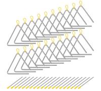 SOUJAP 20 Pack 6 Inch Triangle Instrument, Musical Metal Triangles with Striker, Hand Percussion Instrument for Music Clubs, Band