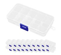 SOUJAP 20 PCS 10 Grids Bead Storage Box with Compartments, Plastic Clear Jewelry Organiser Container for Beads, Jewelry, Crafts, 12.8 x 6.5 x 2.1cm