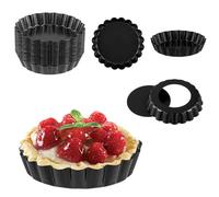 SOUJAP 20PCS 4 Inch Quiche Tins with Loose Base, 10cm Mini Individual Tart Flan Pan for Baking