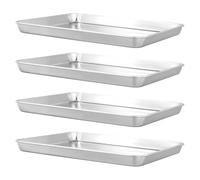 SOUJAP 4 PCS Stainless Steel Baking Tray, 31.5 x 24.5 x 2.5 cm Non Stick Rectangle Oven Sheets for Cooking Cookie