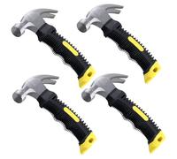 SOUJAP 4PCS 8oz Mini Claw Hammer, Small Stubby Hammer with Carbon Steel Head for Pins, Nail, Camping, Tent Stakes
