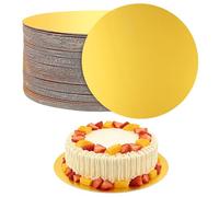 SOUJAP 50 PCS 10 Inch Gold Cake Boards, Rounds Disposable Golden Cake Circles Base for Baking, Birthday, Wedding, Parties