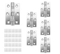 SOUJAP 6 Pcs 3 Inch Door Hinge, 75mm Stainless Steel Ball Bearing Folding Butt Hinges with Screws for Wooden Internal External Doors, Silver