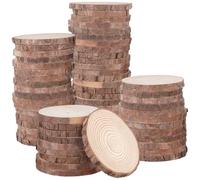 SOUJAP 60 PCS 4.3-4.7 inch Natural Wood Slices, Unfinished Round Wooden Slices, Log Discs Circles for DIY Crafts, Ornament, Coaster