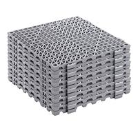 SOUJOY 12 Pieces Modular Interlocking Cushion, 30 x 30 cm Rubber Drainage Mat with Holes, Non-Slip Splicing Floor Drain Tile Mat for Pool Shower Bathroom Kitchen Patio Balcony Yard Pet Area