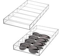 SOUJOY 2 Pack Acrylic Sunglasses Organizer, 6 Slot Clear Eyeglasses Storage Case, Stackable Eyewear Display Tray for Jewelry, Makeup