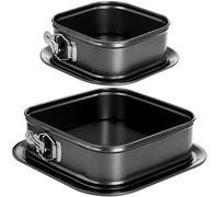 SOUJOY 2 Pack Springform Cake Pan, Non-Stick Cheesecake Pan, Square Cake Pan with Removable Bottom, Ice Cream Cake Bakeware, Black