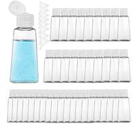 SOUJOY 40 Pack 2 oz Plastic Empty Travel Bottles, Clear Travel Size Bottles with 8 Transfer Funnels, Squeezable Portable Sample Lotion Container for Toiletries, Shampoo, Lotions, Creams