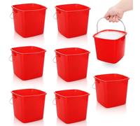 SOUJOY 7 Pack 3 Quart Cleaning Bucket, Plastic Small Sanitizing Bucket with Handle, Multi-Purpose Mini Square Pails for Kitchen, School, Offices, Household and Commercial Use, Red