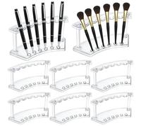 SOUJOY 8 Pack Acrylic Pen Display Stand, 6-Slot Pen Holder Rack, Eyebrow Pen Stand, Makeup Brush Rack Organizer for School Office Home Store