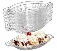 SOUJOY 8 Pack Banana Split Dish Boat, 8oz/240ml Acrylic Ice Cream Splits Plate, Clear Sundae Serving Bowl for Banana Split, Ice Cream, Fruits, Yogurt, Brownies, Snack