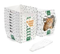 SOUJOY 8 Pack Disposable Cat Litter Box, Sturdy White Cardboard Litter Boxes with Scoop, Anti-Splashing Foldable Enclosed Travel Litter Tray for Cats Puppies Small Pets, 16" L x 12" W x 6.7" H