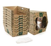 SOUJOY 8 Pack Disposable Litter Boxes for Cats, Foldable Enclosed Litter Box with Scoop, Travel Double Layer Waterproof Litter Tray for Cats Small Pets